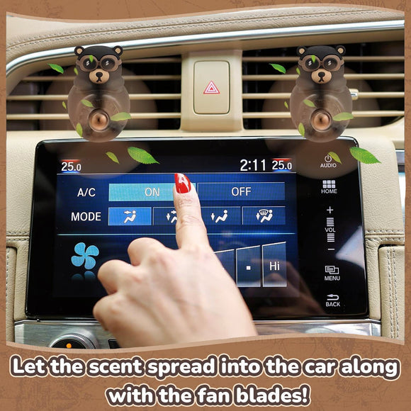 Cartoon Bear Car Air Fresheners 2 Pack Pilot Black Automotive Air Outlet Fan Cool Cute Air Freshener for Car Creative Car Perfume Decoration for Vehicle Vent Scent Clip Diffuser Ornament Accessories