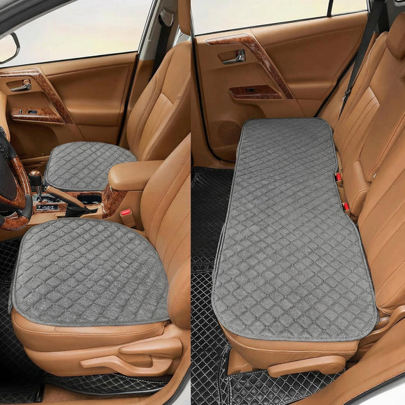 Car Seat Covers Universal Seat Covers for Car Accessories with Storage Pockets Car Front Seat Covers and Rear Bench Coverfor Automotive SUV Truck and Van(Grey)