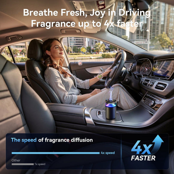 2025 Upgraded Smart Car Air Freshener Diffuser New Car Smell Air Freshener Long Lasting Auto On/Off Car Scent with 8 Ambient Lights Car Diffusers for Essential Oil (Snow Mountain)