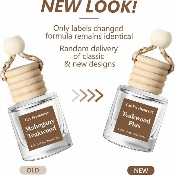 Car Air Freshener Diffuser 2 Pack Hanging Mahogany Teakwood Car Air Freshener for Women 45+ days Long Lasting Fragrance Made in USA (M33)