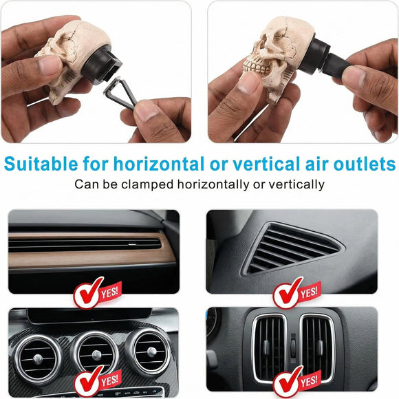 Skull Decor Halloween Car Air Freshener Vent Clip Goth Truck Interior Accessories for Men Women Teens Stuff for Jeep Horror Skeleton Auto Scents Dashboard Decorations Funny Christmas Gifts for Dad Mom