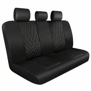 Luxury Faux Leather Rear Bench Car Seat Covers Waterproof Anti Slip Back Seat Covers Deluxe Automotive Backseat Cover Universal Fit for Most Cars Sedan SUV Pickup Truck (All Black)