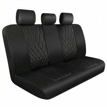 Luxury Faux Leather Rear Bench Car Seat Covers Waterproof Anti Slip Back Seat Covers Deluxe Automotive Backseat Cover Universal Fit for Most Cars Sedan SUV Pickup Truck (All Black)
