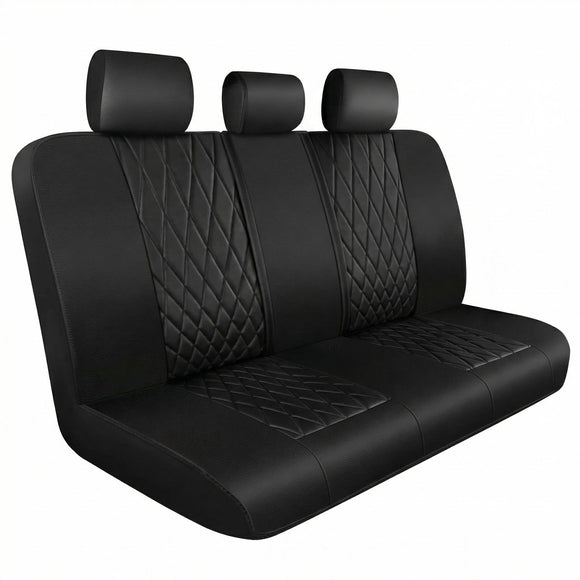 Luxury Faux Leather Rear Bench Car Seat Covers Waterproof Anti Slip Back Seat Covers Deluxe Automotive Backseat Cover Universal Fit for Most Cars Sedan SUV Pickup Truck (All Black)