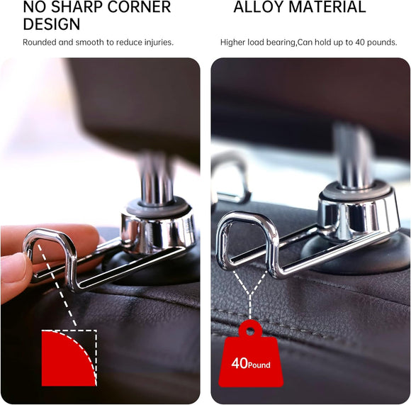 Car Purse Hook,Purse Holder for Car, Purse Hook for Car,Multi-Functional Hidden Hooks,Headrest Hooks for Car,Car Storage Hooks Saygoodbye to The Messy Space,Boutique Deep Gun Color