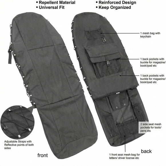 Waterproof Front Seat Covers High Back Seat Cover Bucket Seat Covers with Multi-Pockets for Semi Truck Cars Van SUV Pickup (Pack of 2)