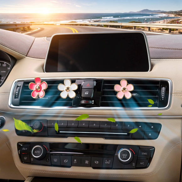 Pink Car Accessories for Women Teen Girls 6PCS Cute Auto Scent Air Fresheners Vent Clips Girly Daisy Flower Decorations Interior Aesthetic Things Cars Perfume Decor Stuff Christmas Gifts for Her Mom