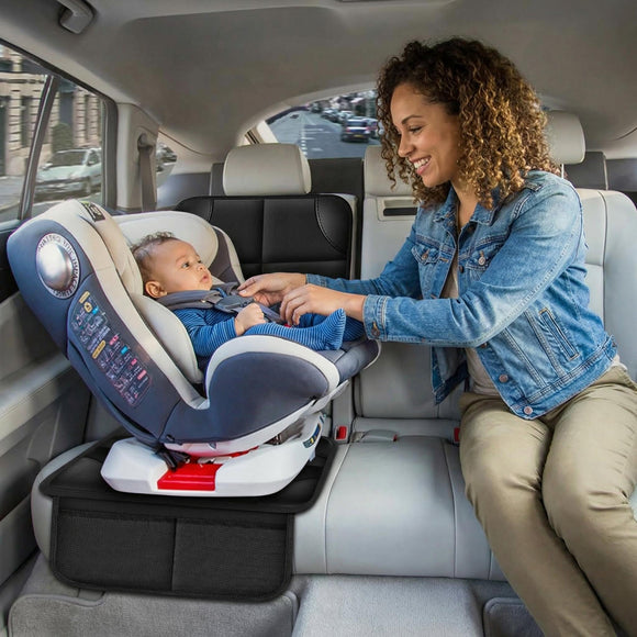 Car Seat Protector for Child Car Seat Durable 600D Fabric Waterproof Car Seat Cover with Thick Pad Non-Slip Backing (No Imprints) (1 pc -Black)