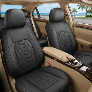 Leather Back Row Seat Covers Waterproof Rear Split Bench Car Seat Covers Vehicle Seat Cushion Cover Protector Universal Fit for Most Cars Sedan SUV Pickup Truck(Back Row/Black)