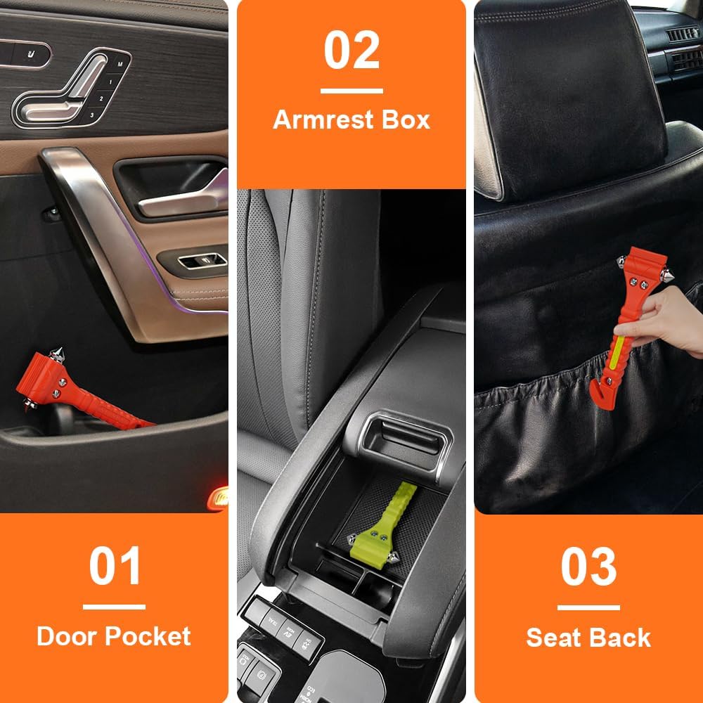 Car Safety Hammer Set of 2 Emergency Escape Tool Auto Car Window Glass Hammer Breaker and Seat Belt Cutter Escape 2-in-1 for Family Rescue & Auto Emergency Escape Tools