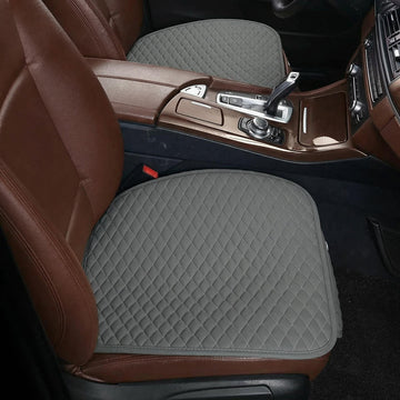 Pu Leather Car Seat Bottom Covers Protectors Include 1 Pair Front Driver Seat Pad Mat and 1 Rear Bench Cover Universal Fit 90% Vehicles Gray