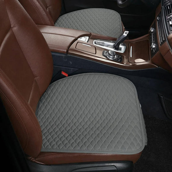 Pu Leather Car Seat Bottom Covers Protectors Include 1 Pair Front Driver Seat Pad Mat and 1 Rear Bench Cover Universal Fit 90% Vehicles Gray