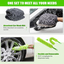 62'' Car Wash Brush with Long Handle Car Wash Mop Mitt Chenille Car Cleaning Kits Windshield Window Squeegee Car Duster Microfiber Towel Gloves for Cars RV SUV Truck 11PCS-6