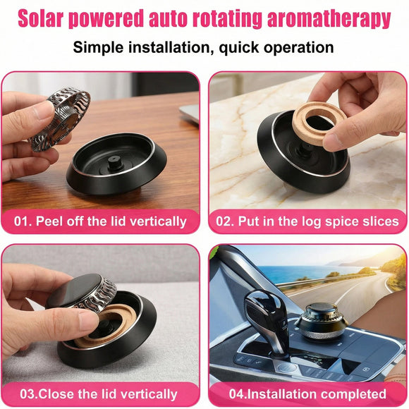 Car Air Freshener Solar Energy Auto Rotating Diffuser with Fragrance Aromatherapy Air Purifier for Car and Home Vehicle Interior Scents Decor Accessories for Men Women (Black Cologne)