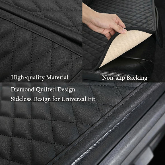Pu Leather Car Seat Bottom Covers Protectors Include 1 Pair Front Driver Seat Pad Mat and 1 Rear Bench Cover Universal Fit 90% Vehicles Black