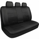 Leather Back Seat Cover Breathable Mesh Universal Bench Seat Cover Super 5mm Composite Sponge Inside Airbag Compatible Fits Most Automotive Cars SUVs Trucks and Vans (Rear Black)-1
