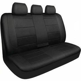 Leather Back Seat Cover Breathable Mesh Universal Bench Seat Cover Super 5mm Composite Sponge Inside Airbag Compatible Fits Most Automotive Cars SUVs Trucks and Vans (Rear Black)