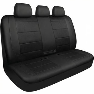 Leather Back Seat Cover Breathable Mesh Universal Bench Seat Cover Super 5mm Composite Sponge Inside Airbag Compatible Fits Most Automotive Cars SUVs Trucks and Vans (Rear Black)