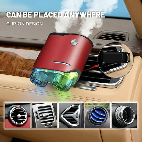 Smart Car Air Freshener Dual-Channel Diffuser Long-Lasting Scent Air Freshener Three Adjustable Modes Aromatizante Para Carro With 4pcs Aromatherapy Oil Oils Rechargeable Intelligent Red