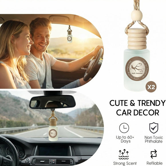 Veloz Hanging Car Air Freshener-Soft Sandal Scent Long Lasting Essential Oil Car Diffuser without Methyl Carbitol&Hexylene Glycol
