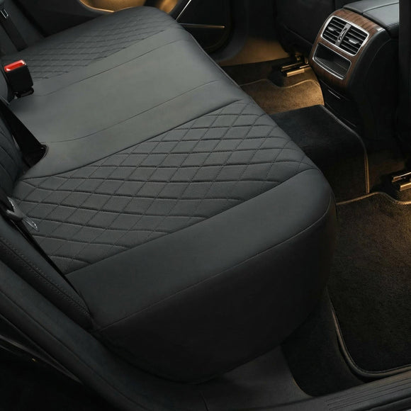 Rear Bench Seat Cover for Cars (50-54) Sedans SUV Truck Universal Faux Leather Back Seat Protector 60/40 Split Bench Seat Cover (Black)