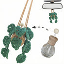 Cute Crochet Car Plant Monstera Essential Oil Diffuser Bottle - 12ml Refillable Green Car Accessory for Mirror Decor and Home Decor-1