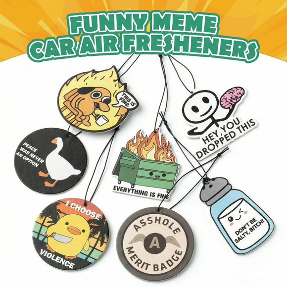 7 Pcs Funny Meme Car Air Fresheners Cute Cartoon Incense Chips Scented Diffuser Rearview Mirror Hanging Pendant Ornaments Decoration Automotive Interior Accessories Party Favors for Women Man