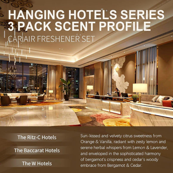 Car Air Freshener Hanging - 3-Pack Hotel Collection Car fresheners long lasting Inspired by Ritz-C Hotels Baccarat W Hotels.Car Air Freshener for Women and Men 0.27 FL OZ/8ML