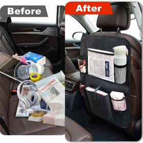 2 Pack Car Backseat Organizer with Touch Screen Tablet Holder 6 Storage Pockets Protectors Kick Mats Car Back Seat Cover Protector Travel Accessories for Kids - 0