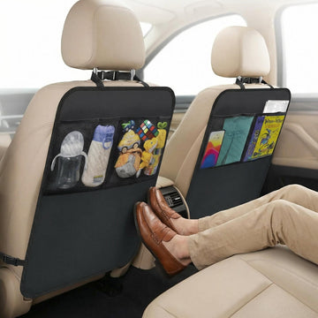 Kick Mats with Organizer - 2 Pack Backseat Protector Seat Covers for Your Car SUV Minivan or Truck Seats - Vehicle Back Seat Kids Safety Accessories - Universal Fit Automotive Interior Protectors