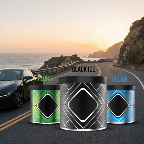 Involve Car Air Freshener Pack of 3 - Black ice Ocean & Flora - Strong Fiber Air Freshener | Car Perfume | Long Lasting Fresheners - (35g x 3)