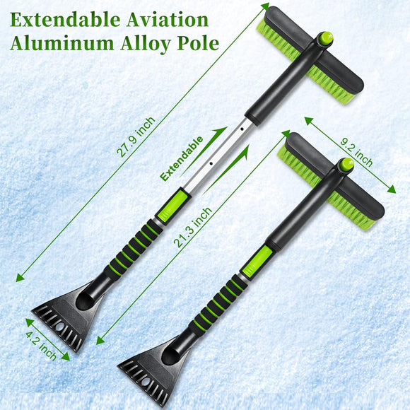 Ice Scraper with Snow Brush for Car Windshield, Upgraded Extendable Snow Brush with Foam Grip for Truck SUV Vehicle Windows