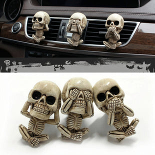 Skull Decor Halloween Car Air Freshener Vent Clips Goth Decor Interior Gothic Cool Decoration Horror Skeleton Dashboard Accessories Spooky Cute Funny Gifts for Men Women