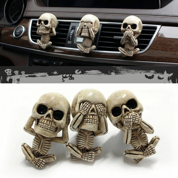 Skull Decor Halloween Car Air Freshener Vent Clips Goth Decor Interior Gothic Cool Decoration Horror Skeleton Dashboard Accessories Spooky Cute Funny Gifts for Men Women