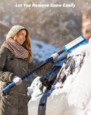 47” Car Snow Brush, 4 in 1 Extendable Auto Car Snow Removal Broom Brush with Squeegee, 270° Foam Grip Car Retractable Snow Shovel with Durable Ice Scraper and Gift Gloves for Car SUV, Blue.-7