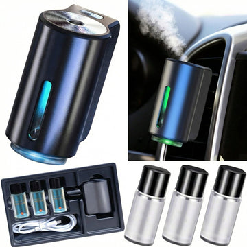 Smart Car Air Freshener Car Air Freshener Diffuser Rechargeable Car Aroma Diffuser 3 Levels of Adjustable Intelligent Car Diffuser Mens Fragrance with 3 Bottles of Cologne
