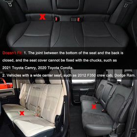 Luxury PU Leather Rear Car Seat Cover Adjustable Length (49-55) Back Seat Protector Fits 90% Vehicles (Sedan SUV Truck) for Seat Bottom Only Triangle Quilting Design Black - 0