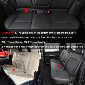 Luxury PU Leather Rear Car Seat Cover Adjustable Length (49-55) Back Seat Protector Fits 90% Vehicles (Sedan SUV Truck) for Seat Bottom Only Triangle Quilting Design Black - 0