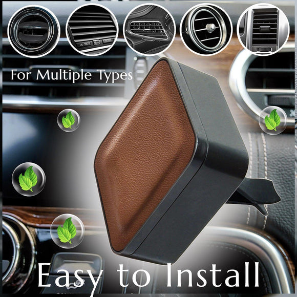Premium Quality Car Air Freshener Leather and Metal Design Scent Vent Clip Diffuser New Natural Fragrance Diffuser for Car with 3 Refill Scented Discs and Gift Box(Truffle Brown)