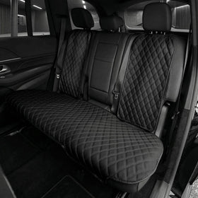 Car Seat Cushion Rear Set Black Faux Leather Automotive Seat Cushions - Universal Fit Rear Car Seat Cushions With Non-slip Silicone Backing for SUV Sedan Van Black - Rear Set