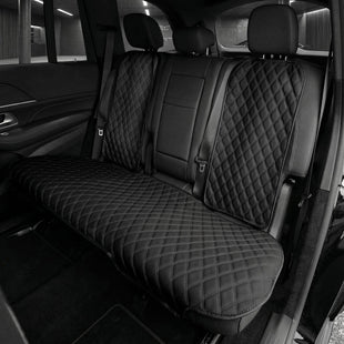 Car Seat Cushion Rear Set Black Faux Leather Automotive Seat Cushions - Universal Fit Rear Car Seat Cushions With Non-slip Silicone Backing for SUV Sedan Van Black - Rear Set