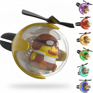 Yellow Duck Car Air Freshener with 6 Colors LED Lights & 4 Scented Pads Light Scent Decorative Auto Accessories
