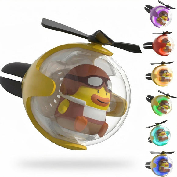 Yellow Duck Car Air Freshener with 6 Colors LED Lights & 4 Scented Pads Light Scent Decorative Auto Accessories