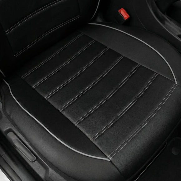Classic Universal PU Leather Car Front Seat Covers High Back Bucket Seat Cover - Fit Most Cars Trucks SUVS or Vans 2 PCS Gray Trim Auto Seat Covers Set Car Seat Protector for All Seasons