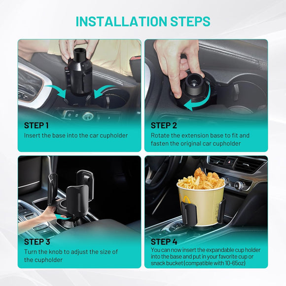 Car Cup Holder Expander Adapter (Adjustable)  All Purpose Cup Holder Expander for Car with Rubber Fits Less Than 5.51 Large Bottles & Mugs & Foods & Drinks