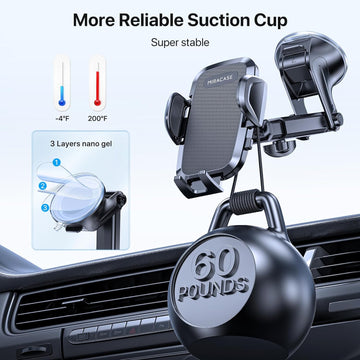 Phone Holders for Your Car, [Thick Case & Heavy Phone Friendly] Universal Cell Phone Car Mount, 3-in-1 Phone Mount for Car Dashboard Windshield Air Vent Fit for All Smartphones - 0