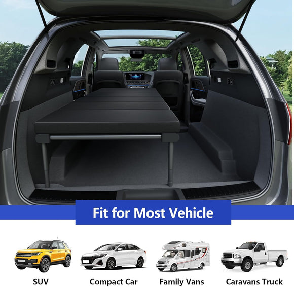 Folding Car Bed with Adjustable Height and Length Camping Bed 600D Oxford Fabric Mattress Carbon Steel Frame Sleeping Platform for Vehicle 39.5-71.5 x 33.5 x8.3-10.6 (Short-Legs)