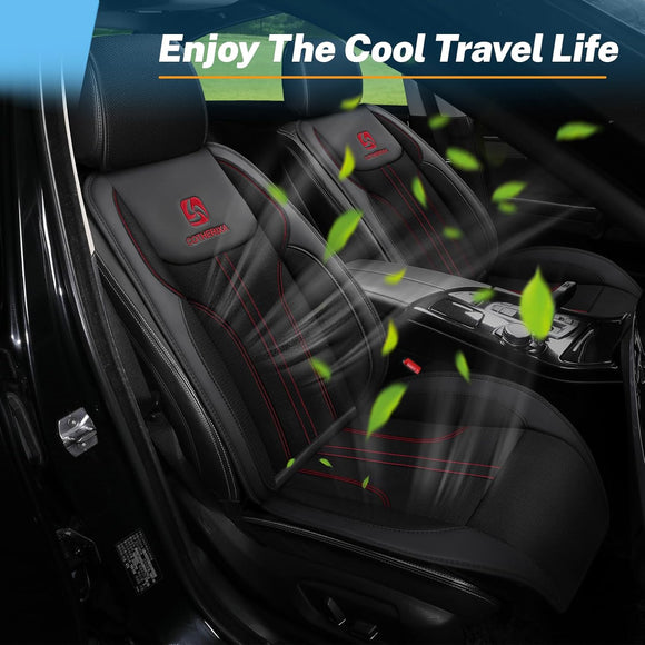 Cooling Car Seat Cushion Front Seat 12V&24V Cooling Seat Cover for Cars with 10 Fans Rapid Cooling with Automatic Start and Pause Seat Cushion (Black)