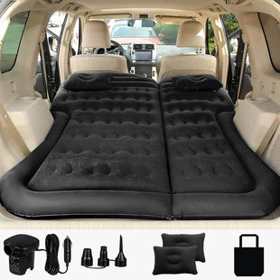 SUV Air Mattress Camping Bed Cushion Pillow Inflatable Thickened Car Air Bed Mattress with Electric Air Pump Portable Sleeping Pad for Travel Camping Upgraded Version Black