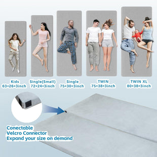 CertiPUR-US Memory Foam Camping Mattress Portable Roll Up Travel Sleeping Pad & Floor Mattress Cot Guest Bed for Sleepover with Waterproof Cover & Travel Bag